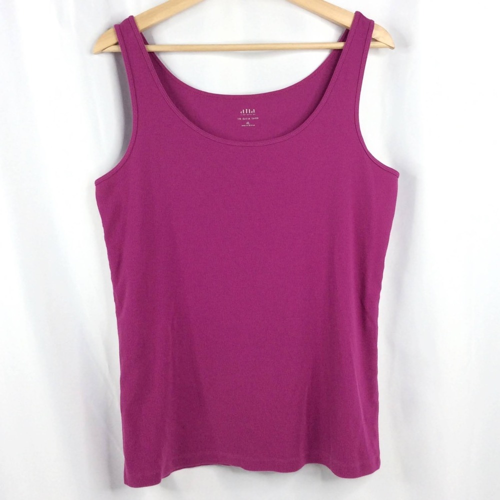 ana Tribeca Ribbed Tank Top Women's Size XL Magenta Scoop Neck